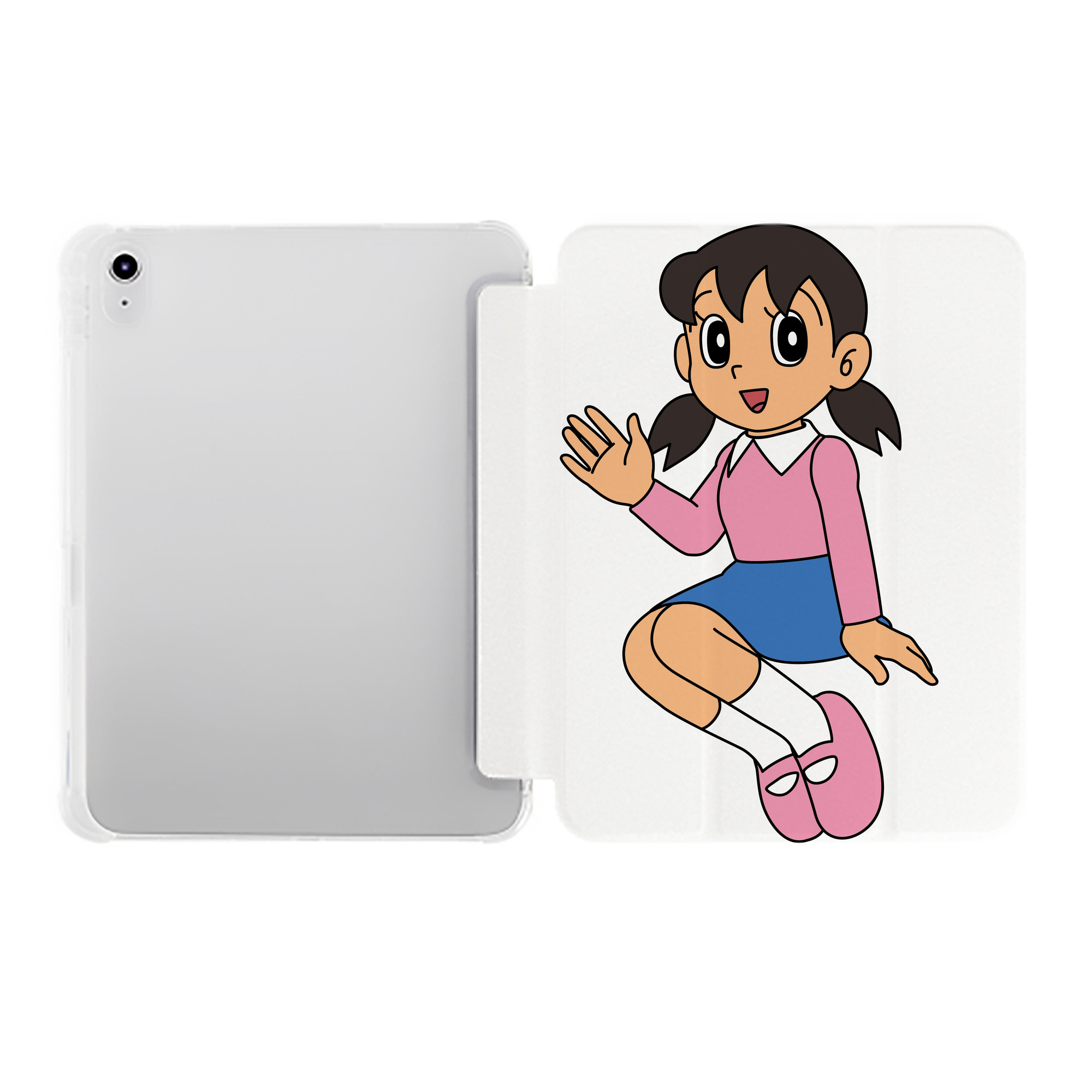 （画像用） ドラえもん みなもと しずか Doraemon Shizuka Minamoto IPad ケース ペン収納付き 三つ折りスタンド PUレザー×シリコン 対応機種9.5/10.5/10.9インチ